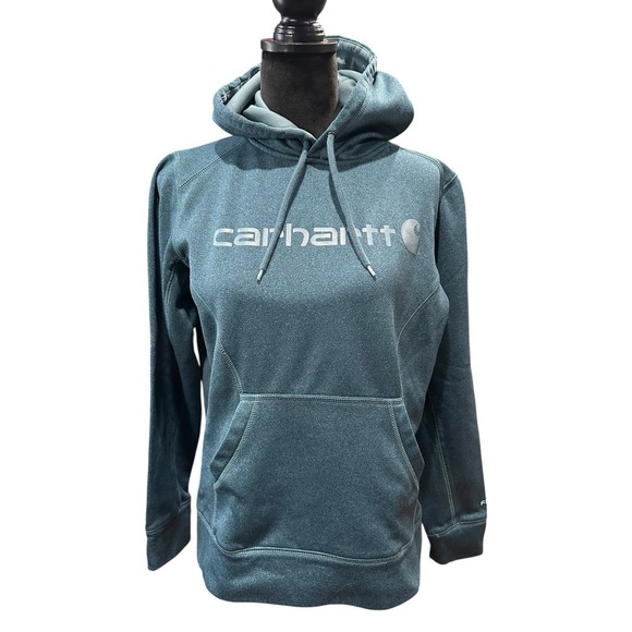 Carhartt Force Extremes Workwear Graphic Sweatshirt Hoodie Teal Blue Sz MEDIUM - Picture 2 of 6